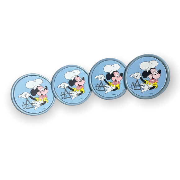 Disney Other - Set Of Four Disney Conimar Light Blue Plastic Mickey Mouse Coasters